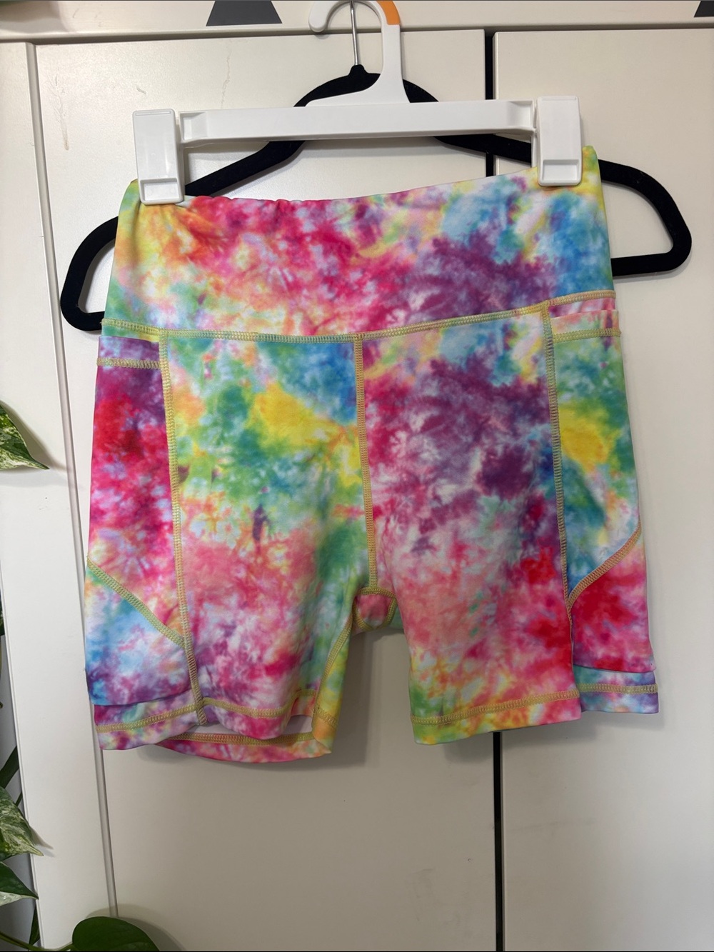 Senita Athletics Rainbow Tie-Dye High-Rise Bike Shorts